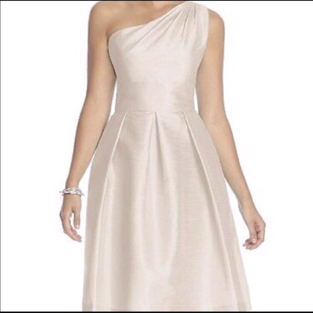 Alfred Sung One Shoulder Dress Champagne Size 4